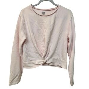 Aerie Pale Pink Cropped Twist Front Lightweight Sweatshirt Size Large